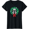Amazon Essentials The Mandalorian Helmet Holiday Christmas Wreath T-Shirt(Black)