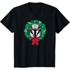 Amazon Essentials The Mandalorian Helmet Holiday Christmas Wreath T-Shirt(Black)