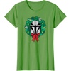 Amazon Essentials The Mandalorian Helmet Holiday Christmas Wreath T-Shirt(Grass Green)