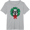 Amazon Essentials The Mandalorian Helmet Holiday Christmas Wreath T-Shirt(Heather Grey)