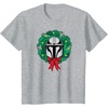 Amazon Essentials The Mandalorian Helmet Holiday Christmas Wreath T-Shirt(Heather Grey)