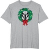 Amazon Essentials The Mandalorian Helmet Holiday Christmas Wreath T-Shirt(Heather Grey)