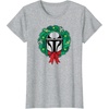 Amazon Essentials The Mandalorian Helmet Holiday Christmas Wreath T-Shirt(Heather Grey)