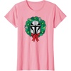 Amazon Essentials The Mandalorian Helmet Holiday Christmas Wreath T-Shirt(Pink)