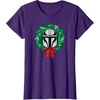 Amazon Essentials The Mandalorian Helmet Holiday Christmas Wreath T-Shirt(Purple)
