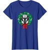 Amazon Essentials The Mandalorian Helmet Holiday Christmas Wreath T-Shirt(Royal Blue)
