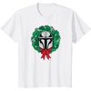 Amazon Essentials The Mandalorian Helmet Holiday Christmas Wreath T-Shirt(White)