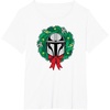 Amazon Essentials The Mandalorian Helmet Holiday Christmas Wreath T-Shirt(White)
