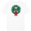 Amazon Essentials The Mandalorian Helmet Holiday Christmas Wreath T-Shirt(White)