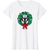 Amazon Essentials The Mandalorian Helmet Holiday Christmas Wreath T-Shirt(White)