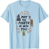 Amazon Essentials Boys’ May the Fourth Be With You Doodle Characters T-Shirt, White, Small(Baby Blue)