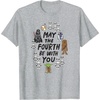 Amazon Essentials Boys’ May the Fourth Be With You Doodle Characters T-Shirt, White, Small(Heather Grey)