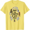 Amazon Essentials Boys’ May the Fourth Be With You Doodle Characters T-Shirt, White, Small(Lemon Yellow)