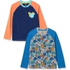 Amazon Essentials Disney | Marvel | Star Wars Boys and Toddlers’ Soft Cotton Long-Sleeve Henley T-Shirts, Pack of 2(2-pack Mickey Jumble)