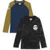 Amazon Essentials Disney | Marvel | Star Wars Boys and Toddlers’ Soft Cotton Long-Sleeve Henley T-Shirts, Pack of 2(2-pack Star Wars Icons)