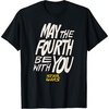 Amazon Essentials Men’s May the Fourth Be With You Hand-Drawn Letters T-Shirt, Black, Small(Black)