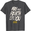 Amazon Essentials Men’s May the Fourth Be With You Hand-Drawn Letters T-Shirt, Black, Small(Dark Heather Grey)