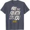 Amazon Essentials Men’s May the Fourth Be With You Hand-Drawn Letters T-Shirt, Black, Small(Heather Blue)