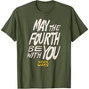 Amazon Essentials Men’s May the Fourth Be With You Hand-Drawn Letters T-Shirt, Black, Small(Olive Green)