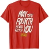 Amazon Essentials Men’s May the Fourth Be With You Hand-Drawn Letters T-Shirt, Black, Small(Red)