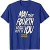 Amazon Essentials Men’s May the Fourth Be With You Hand-Drawn Letters T-Shirt, Black, Small(Royal Blue)