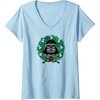 Amazon Essentials Star Wars Darth Vader Helmet Holiday Christmas Wreath V-Neck T-Shirt(Baby Blue)