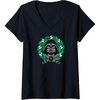 Amazon Essentials Star Wars Darth Vader Helmet Holiday Christmas Wreath V-Neck T-Shirt(Black)