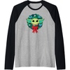 Amazon Essentials The Mandalorian Grogu Holiday Christmas Wreath Raglan Baseball Tee(Black/Athletic Heather)