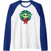 Amazon Essentials The Mandalorian Grogu Holiday Christmas Wreath Raglan Baseball Tee(Royal Blue/White)