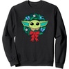 Amazon Essentials The Mandalorian Grogu Holiday Christmas Wreath Sweatshirt(Black)
