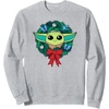 Amazon Essentials The Mandalorian Grogu Holiday Christmas Wreath Sweatshirt(Heather Grey)