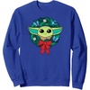 Amazon Essentials The Mandalorian Grogu Holiday Christmas Wreath Sweatshirt(Royal Blue)
