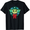 Amazon Essentials The Mandalorian Grogu Holiday Christmas Wreath T-Shirt(Black)
