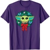 Amazon Essentials The Mandalorian Grogu Holiday Christmas Wreath T-Shirt(Purple)