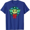 Amazon Essentials The Mandalorian Grogu Holiday Christmas Wreath T-Shirt(Royal Blue)