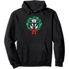 Amazon Essentials The Mandalorian Helmet Holiday Christmas Wreath Pullover Hoodie(Black)