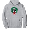 Amazon Essentials The Mandalorian Helmet Holiday Christmas Wreath Pullover Hoodie(Heather Grey)