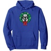 Amazon Essentials The Mandalorian Helmet Holiday Christmas Wreath Pullover Hoodie(Royal Blue)