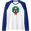 Amazon Essentials The Mandalorian Helmet Holiday Christmas Wreath Raglan Baseball Tee(Royal Blue/White)