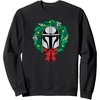 Amazon Essentials The Mandalorian Helmet Holiday Christmas Wreath Sweatshirt(Black)