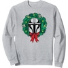 Amazon Essentials The Mandalorian Helmet Holiday Christmas Wreath Sweatshirt(Heather Grey)