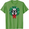 Amazon Essentials The Mandalorian Helmet Holiday Christmas Wreath T-Shirt(Grass Green)