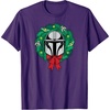 Amazon Essentials The Mandalorian Helmet Holiday Christmas Wreath T-Shirt(Purple)