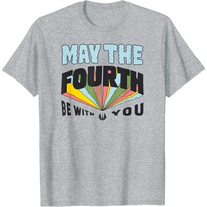 Amazon Essentials Boys’ May the Fourth Be With You Multi Color T-Shirt, Blue, Small(Heather Grey)