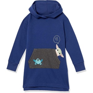 Amazon Essentials Disney | Marvel | Star Wars | Frozen | Princess Girls and Toddlers’ Fleece Long-Sleeve Hooded Dresses(Star Wars Child)