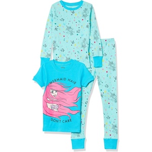 Amazon Essentials Disney | Marvel | Star Wars Babies, Toddlers and Girls’ Pajama Set(Princess Mermaid Hair)