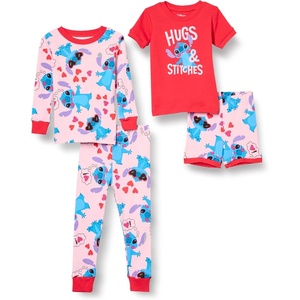 Amazon Essentials Disney | Marvel | Star Wars Babies, Toddlers and Girls’ Pajama Set(Stitch Hugs)