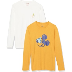 Amazon Essentials Disney | Marvel | Star Wars Men’s Long-Sleeve T-Shirts, 29″ Length, Pack of 2(Mickey and Goofy)
