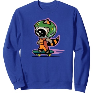 Amazon Essentials Guardians of the Galaxy Skateboarding Rocket Sweatshirt(Royal Blue)
