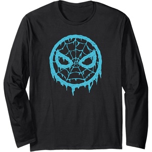 Amazon Essentials Marvel Spider-Man Dripping Blue Face Logo Long Sleeve T-Shirt(Black)